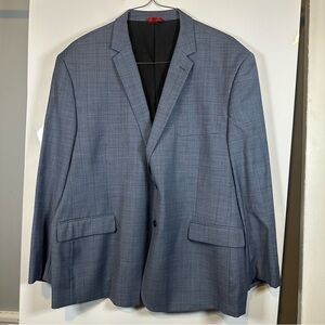 Linea Uomo Blue Windowpane Performance Stretch Wool Two Button Blazer Men’s 56R